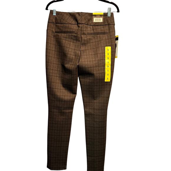 Dalia NWT Size Small Plaid Pants Black Brown Narrow Leg Mid Rise Office - Picture 2 of 8